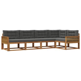 vidaXL Conjunto De Sof&aacute;s De Exterior 5 Pcs Natural Y Antracita Vidaxl