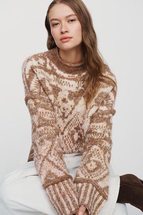 Pilcro Relaxed Intarsia Jacquard Sweater