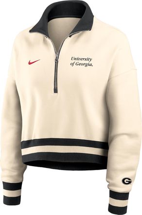Nike Georgia Legacy Nike Womens College Cropped 1/4-Zip Crew in Brown | 03O8014MNGB-FFD