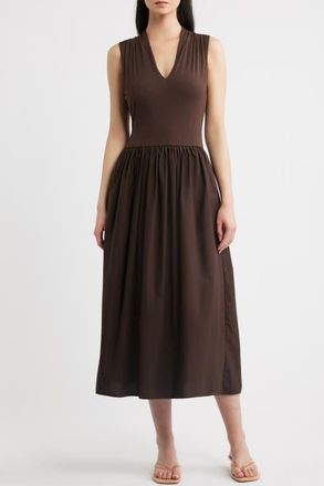 Rails Winnie Mixed Media Midi Dress in Espresso at Nordstrom, Size Xx-Large