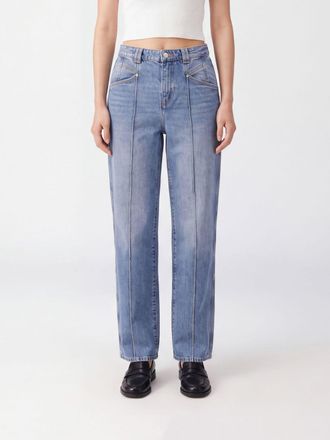 Isabel Marant Jeans straight a vita media in denim di cotone blu