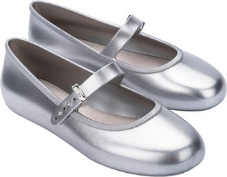 Melissa Soft Ballerina Flat in Silver at Nordstrom, Size 10