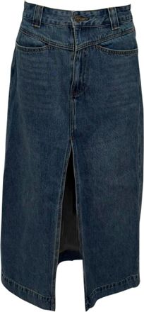 Khaite Neer Denim Maxi Skirt in Blue Cotton