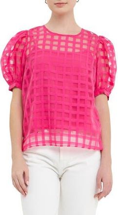English Factory Windowpane Sheer Top in Fuchsia at Nordstrom Rack, Size X-Small