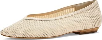 Veronica Beard Bancroft Mesh Ballerina/Skimmer Shoes Womens Flat Shoes Ecru : 8.5 M, Leather