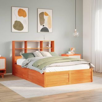 Berkfield Home Bed Frame without Mattress Wax Brown 120x200 cm Solid Wood Pine | Size: Small Double