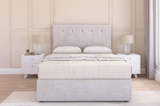 Sloomy Highbury Plush Divan Set 4 Drawers-54 Headboard in Silver | Size: Super King