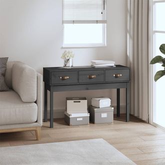 vidaXL Mesa Consola De Madera Maciza De Pino Gris 114x40x75 Cm Vidaxl