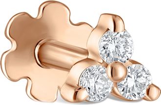 Maria Tash Diamond Trinity Threaded Stud Earring in Rose Gold at Nordstrom, Size 4.5 Mm