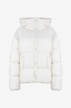 Moncler Kurze Daunenjacke aus Nylon und Cord Jaseur