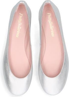 Pretty Ballerinas Round Toe Naked Metallic Ballet Flat in Metallic Silver at Nordstrom, Size 37.5