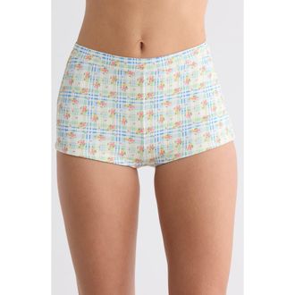 PacSun Demi Boyshort Bikini Bottoms in Plaid Floral at Nordstrom Rack, Size Small