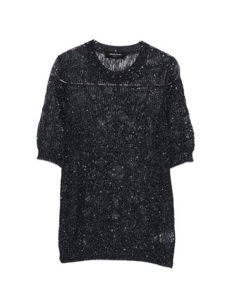 Fabiana Filippi Blue Knitted Round Neck T-Shirt