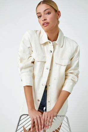 DUSK Raw Hem Shirt Jacket