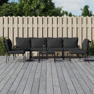 vidaXL Vidaxl - Juego De Muebles De Jard&iacute;n 7 Piezas Acero Con Cojines Gris