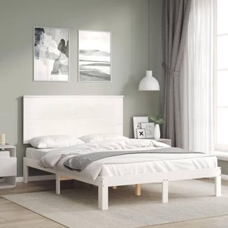 Berkfield Home Beautiful Bed Frame without Mattress White Small Double Solid Woo