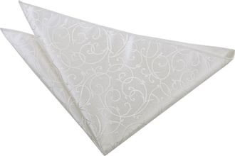 DQT Premium Woven Jacquard Swirl Ivory Handkerchief Pocket Square Hanky