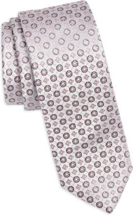 BOSS Neat Medallion Silk Blend Jacquard Tie in Open Purple at Nordstrom