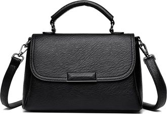 Generic Compatible For Leather Ladies Handbags Female Messenger Tote Bags Women Shoulder Crossbody Sac(Black)