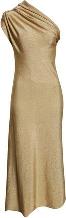 Khaite Coast Metallic Knit One-Shoulder Dress in Gold at Nordstrom, Size Medium