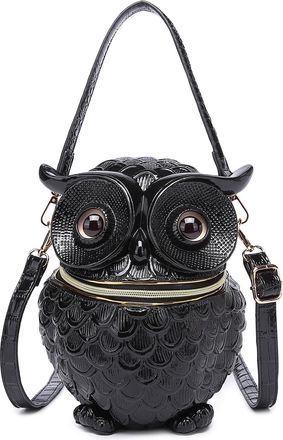 Generic Women Owl Shaped Purse Crossbody Shoulder Bag Handbags Funny Novelty Gothic Unique PVC Messenger Bags 3D Animal Shaped Purse, Black