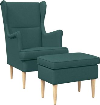 vidaXL Sill&oacute;n Con Pouf 2 Uds. Verde Oscuro Tela Vidaxl