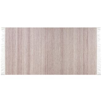 Beliani Alfombra Rojo Claro 80 X 150 Cm Pet Reciclado Flecos Interior Exterior Malhia