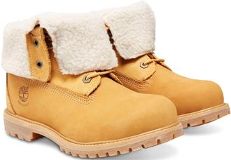 Timberland Winterboots TIMBERLAND TIMBERLAND AUTHENTICMID WARM LINED WATERPROOF BOOT, Damen, Gr. 38,5, gelb (wheat), Leder, Schuhe Winterboots, Snowboots, Winter
