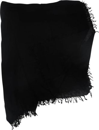 Faliero Sarti Sciarpa quadrata tinta unita sfrangiata sui bordi - Dames - Zijden sjaals - Zwart - ONE Size - Accessoires
