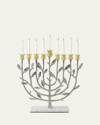 Michael Aram Pomegranate Silver and Gold Hanukkah Menorah with 24K Gold