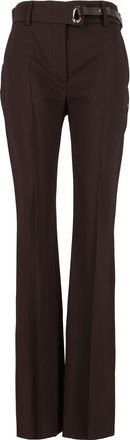 Sportmax Brown Rum Buckle Flared Wide-Leg Pants