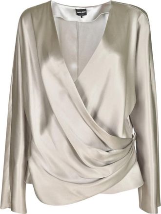 Giorgio Armani Blouse - Dames - Blouses - Grijs - XL - Overhemden