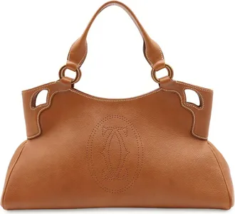 Cartier Brown Leather Handbag Shoulder Bag Tote Bag (Pre-Owned)