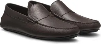 BOSS Tumbled-leather loafers with driver sole