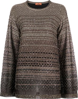 Missoni sequin-embellished striped jumper - women - Polyamide/Polyester/Viscose/Metallic Fibre - 44 - Black