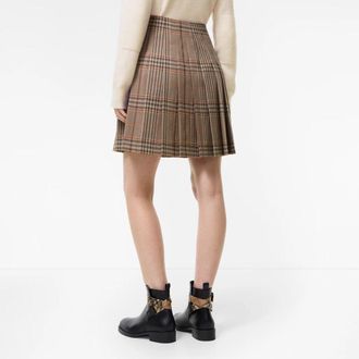Burberry Check Pleated Skirt