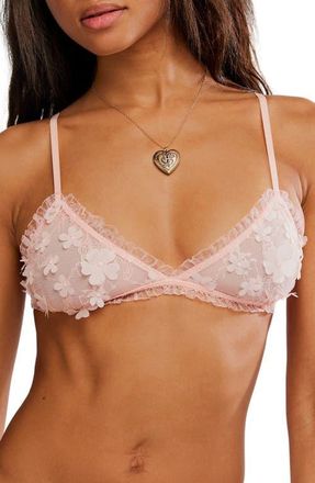 Free People Save the Date Floral Appliqu&eacute; Triangle Bralette in Flamingo Flamenco at Nordstrom, Size X-Small