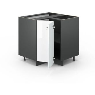 Vicco Armario De Esquina Fame-line, Blanco Alto Brillo, 80.5 Cm, Et Roble