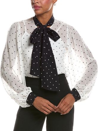 Reiss Arial Polka Dot Tie Neck Blouse