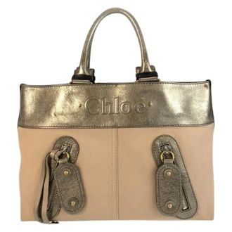Chlo&eacute; Pre-owned Canvas Leather Tote Bag - Dames - Pre-owned - Beige - Maat: ONE Size Leer