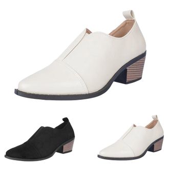 Generic Womens Pull On Ankle Boots Womens Ankle Boots Chunky Heel Pointe Toe Work Boot Low Mid Block Boot Stylish Outdoor Booties Smart Party Booties Casual L