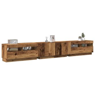 Berkfield Home TV Cabinet with LED Lights Old Wood 260x35x40 cm Engineered Wood in Brown | Size: 260 x 35 x 40 cm