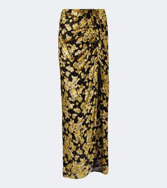 Balmain Gonna lunga in velluto jacquard