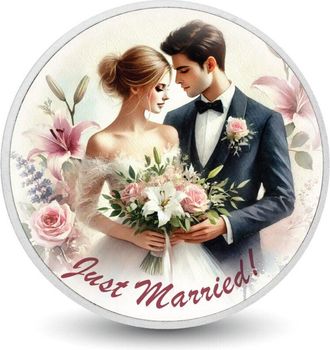 OEM Reci&eacute;n Casados - Elegancia Floral - Moneda De Plata De 1 Oz