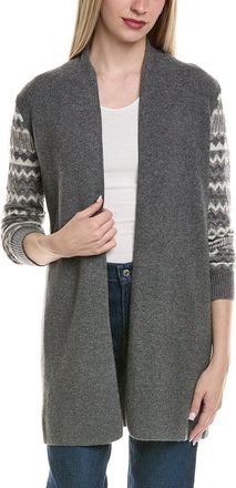 Sofiacashmere Lurex Fairisle Open Wool & Cashmere-Blend Cardigan