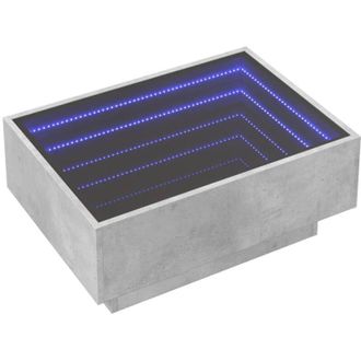 vidaXL Vidaxl - Mesa De Centro Y Led Madera Ingenier&iacute;a Gris Hormig&oacute;n 70x50x30cm