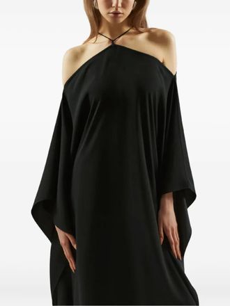 Taller Marmo Caftano Sza Sza con applicazione a fiori - Nero