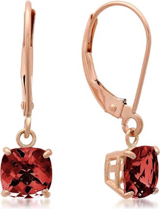 MAX + STONE Solid 10K Yellow, White or Rose Gold 6mm Cushion Cut Gemstone Dangle Earrings