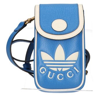Gucci Blue White Leather Shoulder Bag (Pre-Owned)