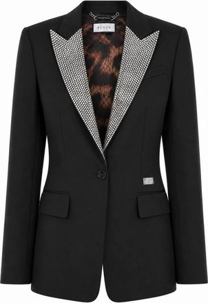 Philipp Plein Single Breasted Fit Blazer Crystal Strass - Dames - Blazers - Zwart - S - Jassen